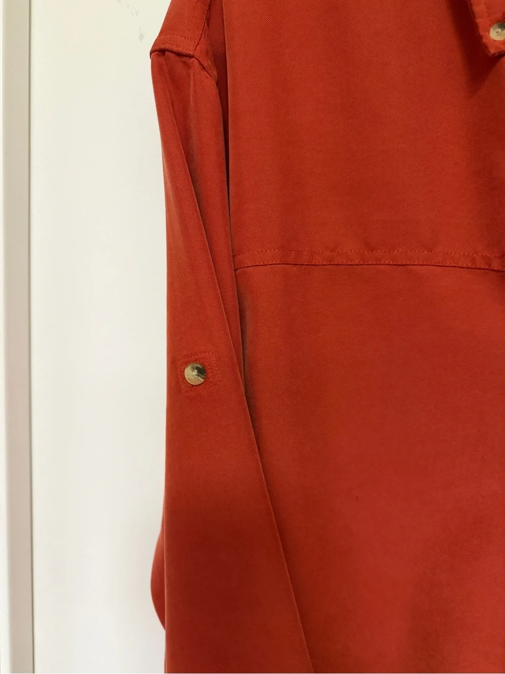 The North Face long sleeve, button-up, rust/orange - size L